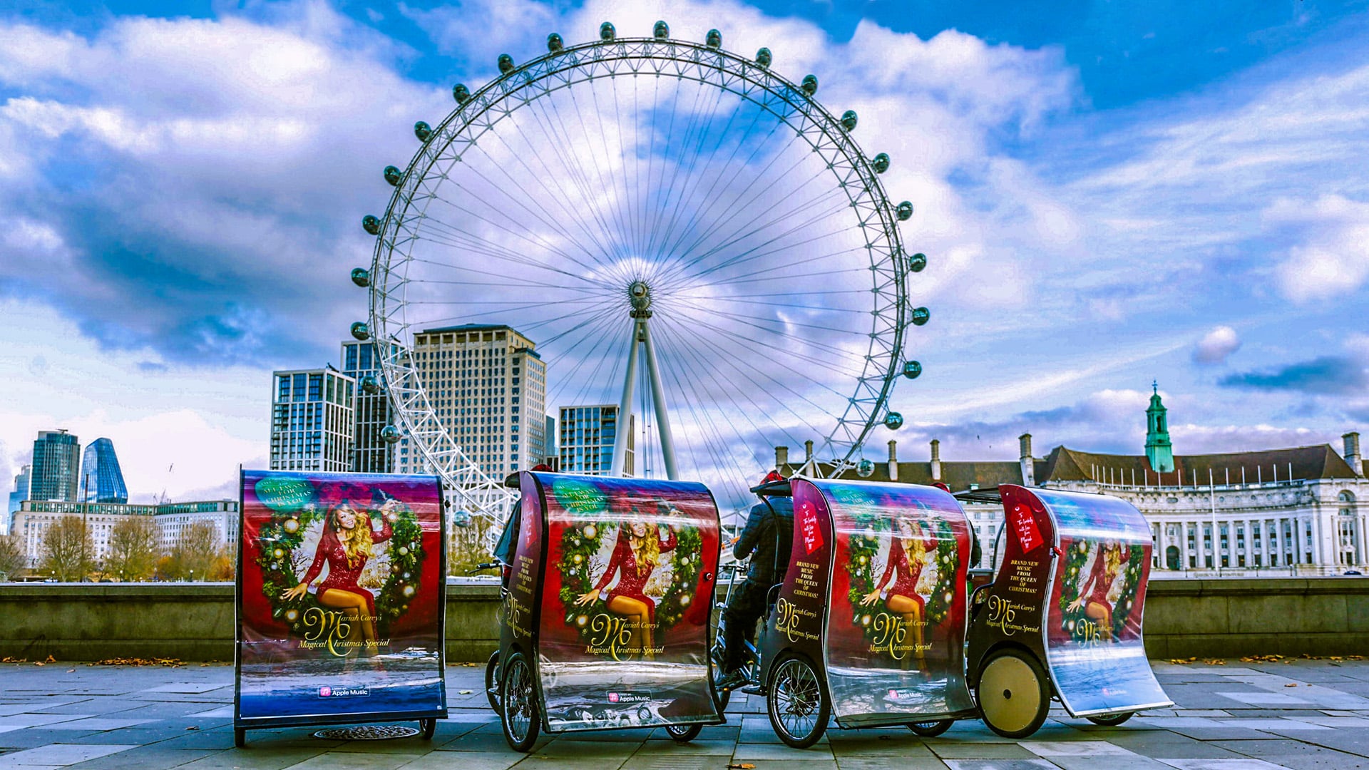 Sony Music Pedicab campaign facing london Eye