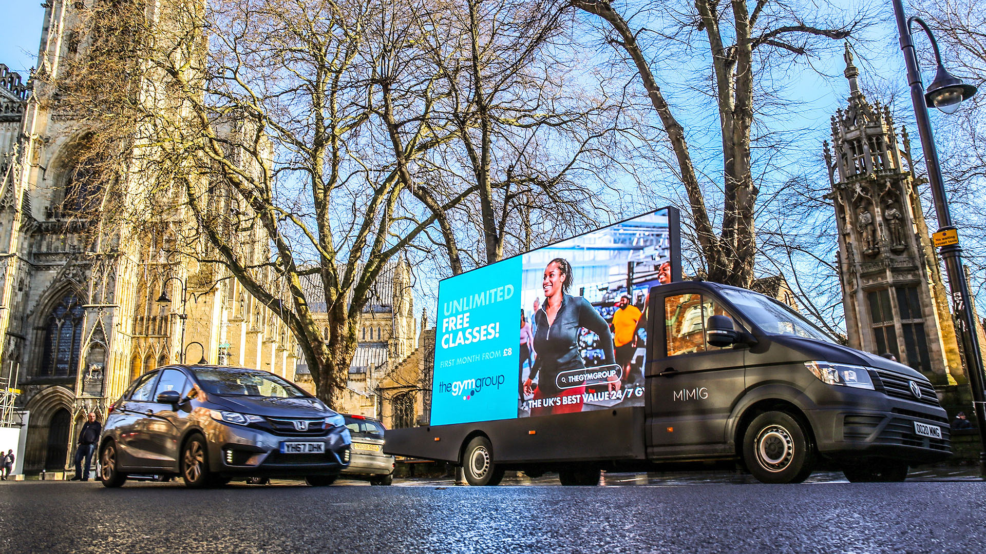 The Gym Group Digital Advan campaign with car alongside